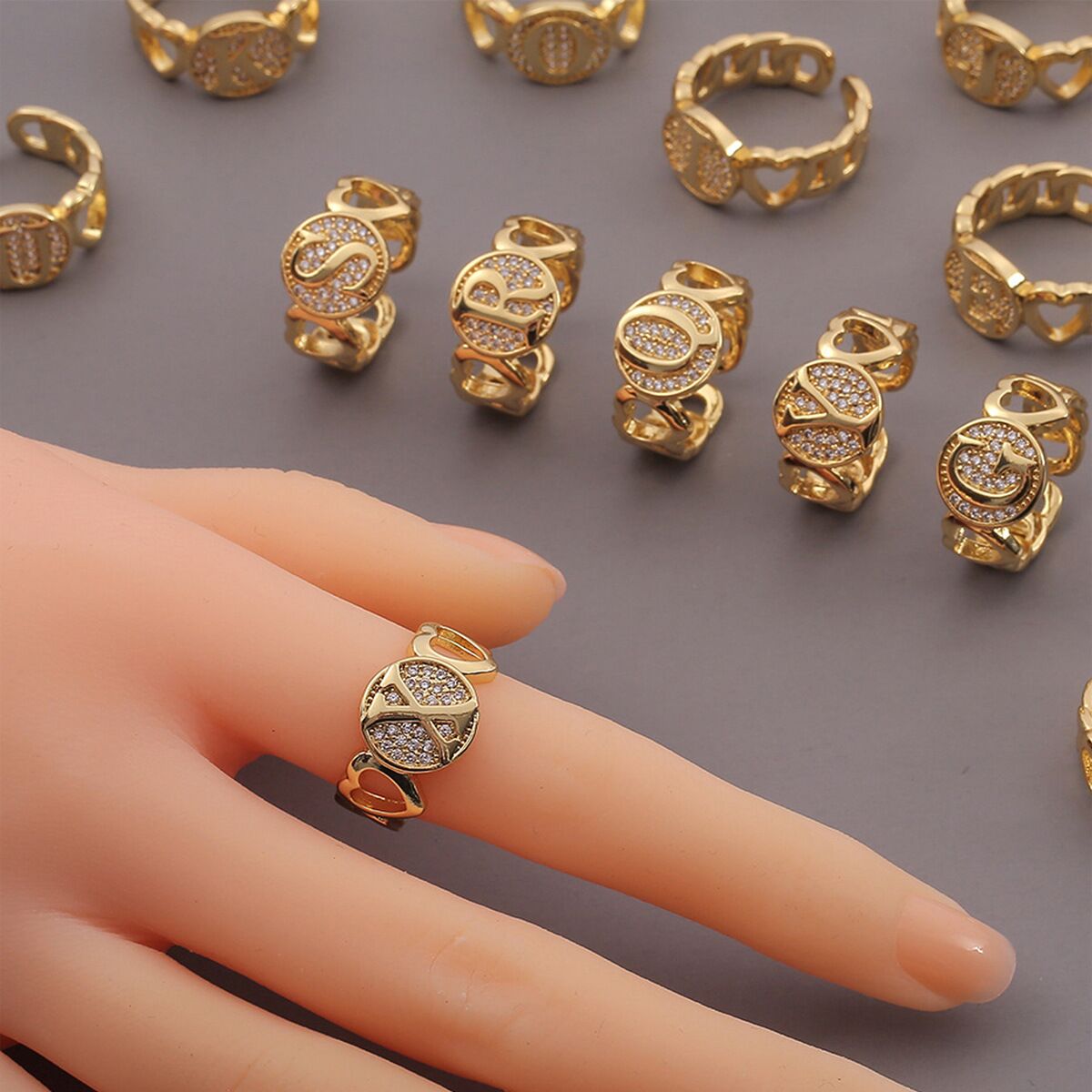 brass 26 letter ring 8