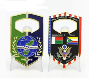 Functional Metal Logo Challenge Coin with Bottle Opener