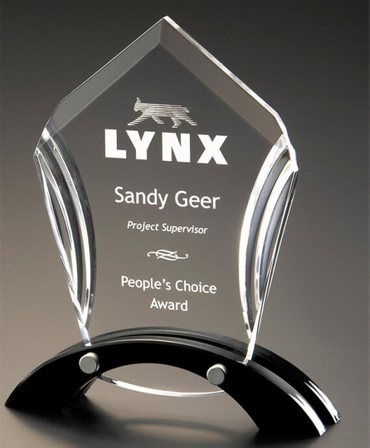 Custom Logo Engraved Irregular Crystal Trophy with Base