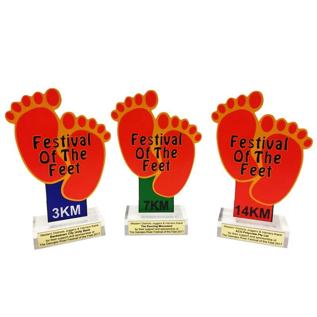 Customized 14km/21km Festival of The Feet Acrylic Trophy 