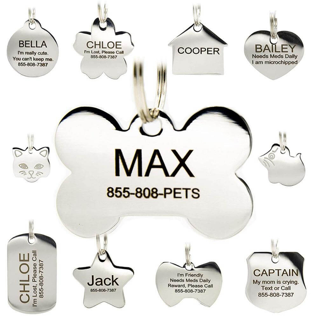 Custom Logo Engraved Stainless Steel Metal Pet Name Dog Tag