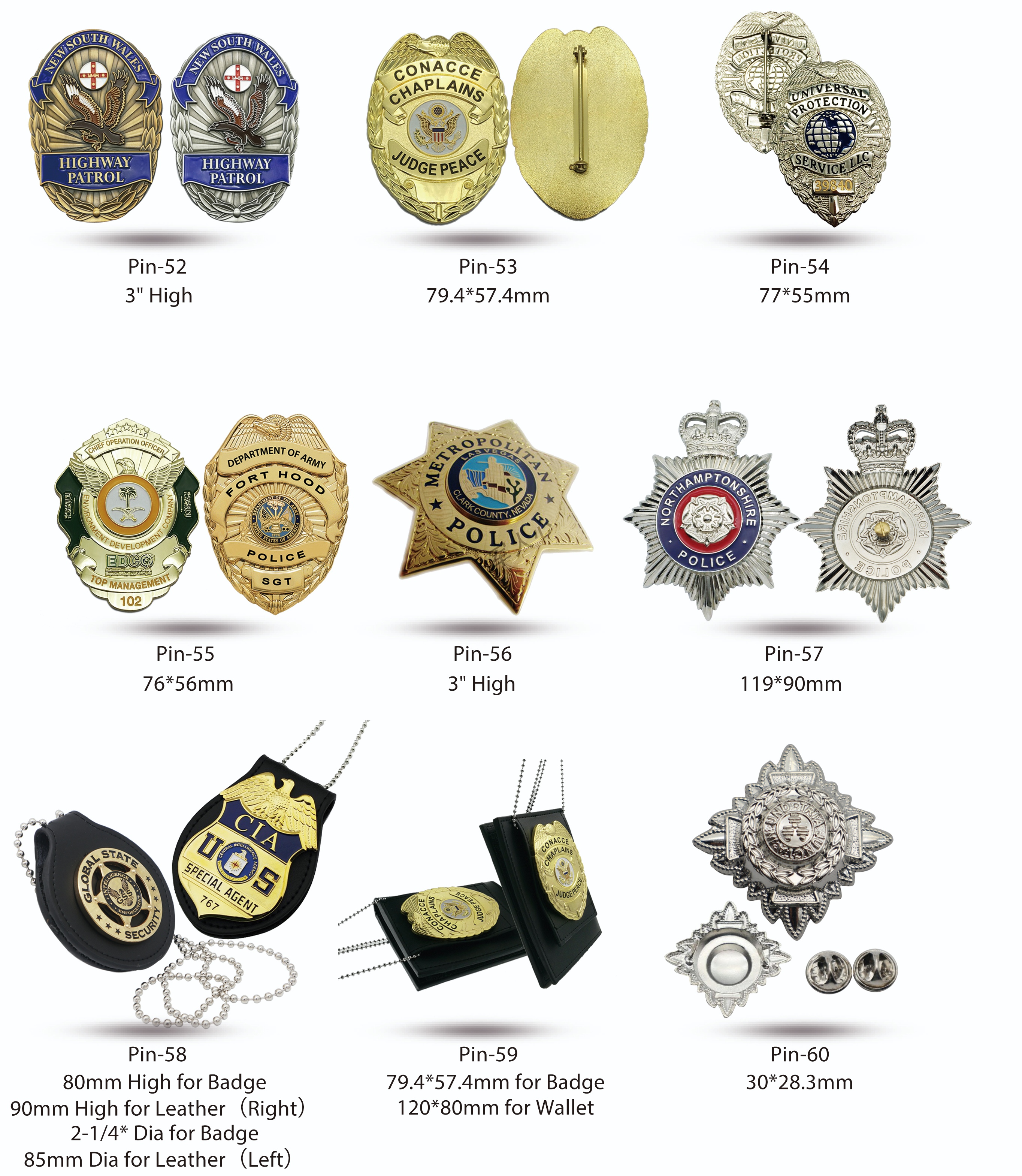 police officer metal pin badges