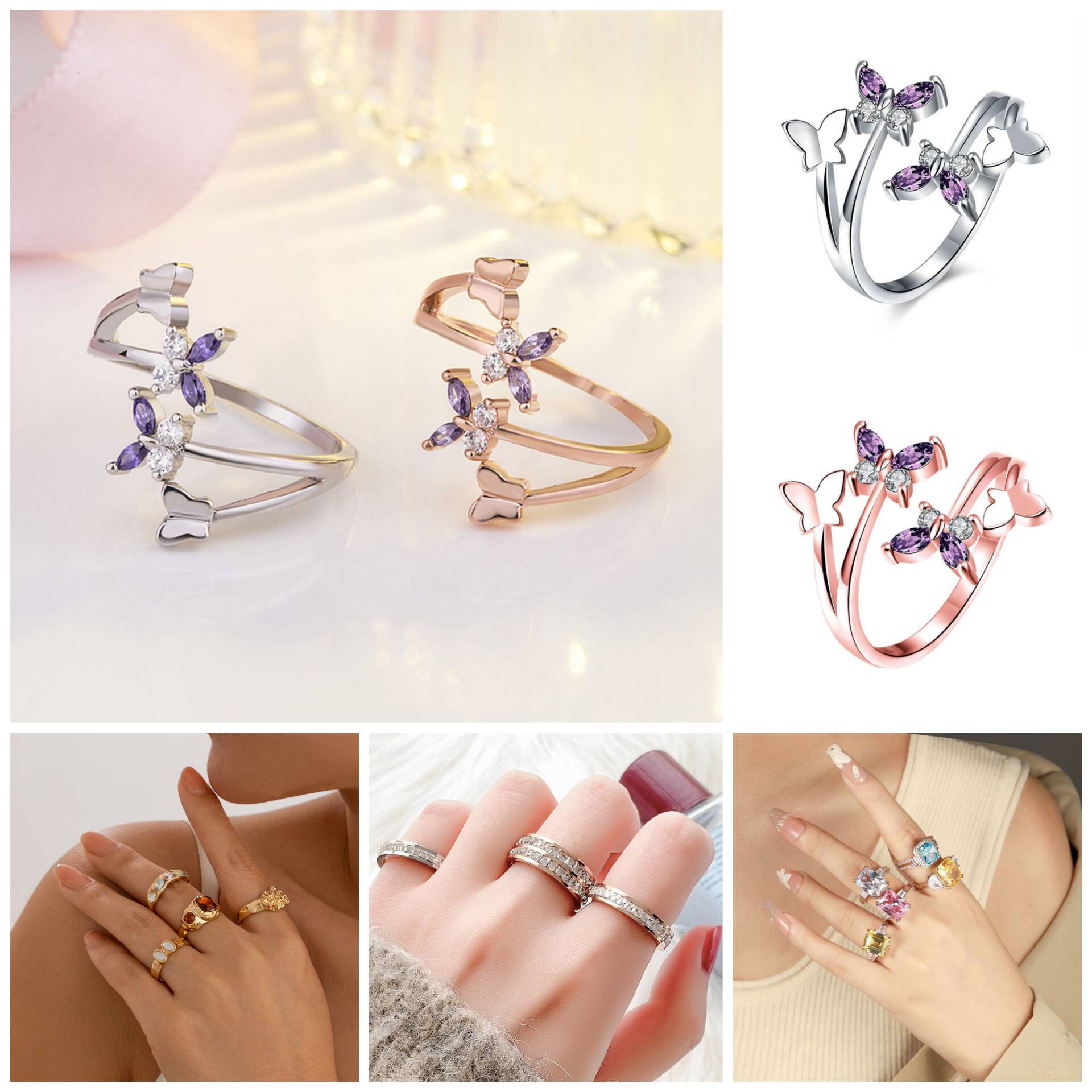 Metal Rhinestone Rings