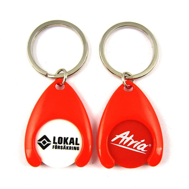 Custom Logo Shopping Cart Plastic Trolley Coin Keychain 