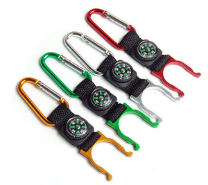 Outdoor Compass Carabiner Keychain with short lanyard