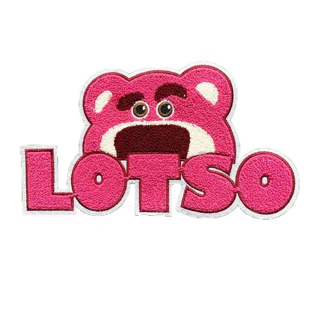 Custom Cute Pink Strawberry Bear Lotso Chenille Patch 