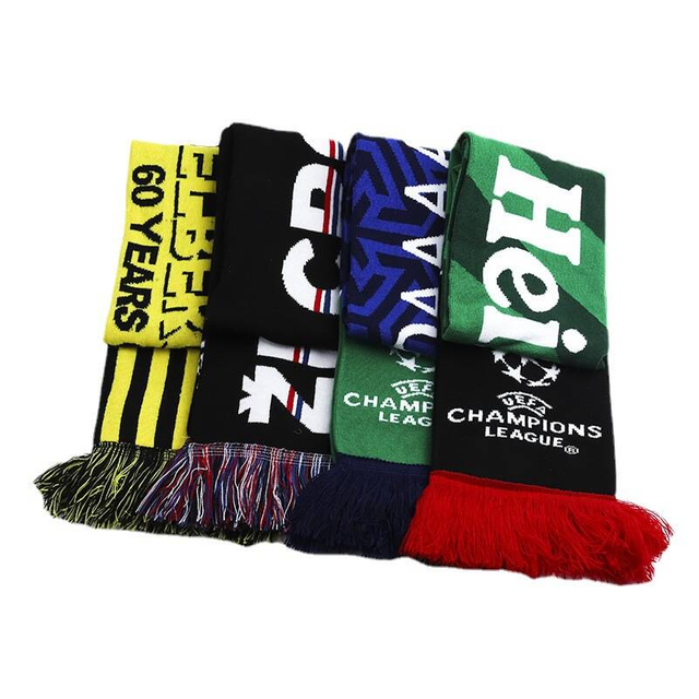 Custom Jacquard Logo Acrylic Scarf for Sports Shawls