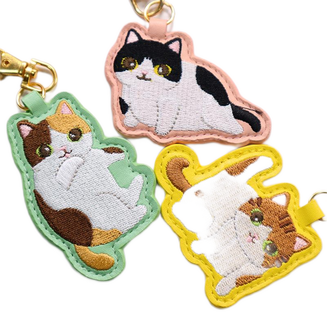 Promotional Gift Embroidery And Towel Embroidery Logo Wiht Leather Keychain