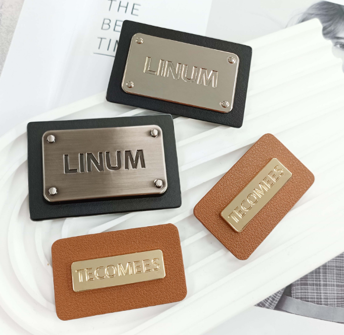 leather patch with metal badge