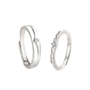 Valentine's Day Gift Jewelry 925 Sterling Silver Couple Ring