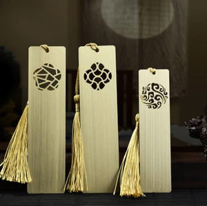 Wholesale Custom Metal Rectangle Hollow Bookmark With Tassel