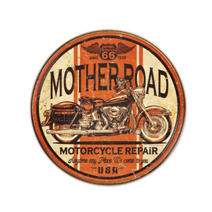 Custom Circular Vintage Retro Motorcycle Tin Metal Signs