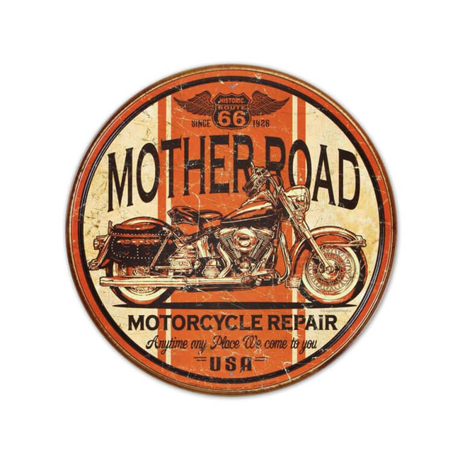 Custom Circular Vintage Retro Motorcycle Tin Metal Signs