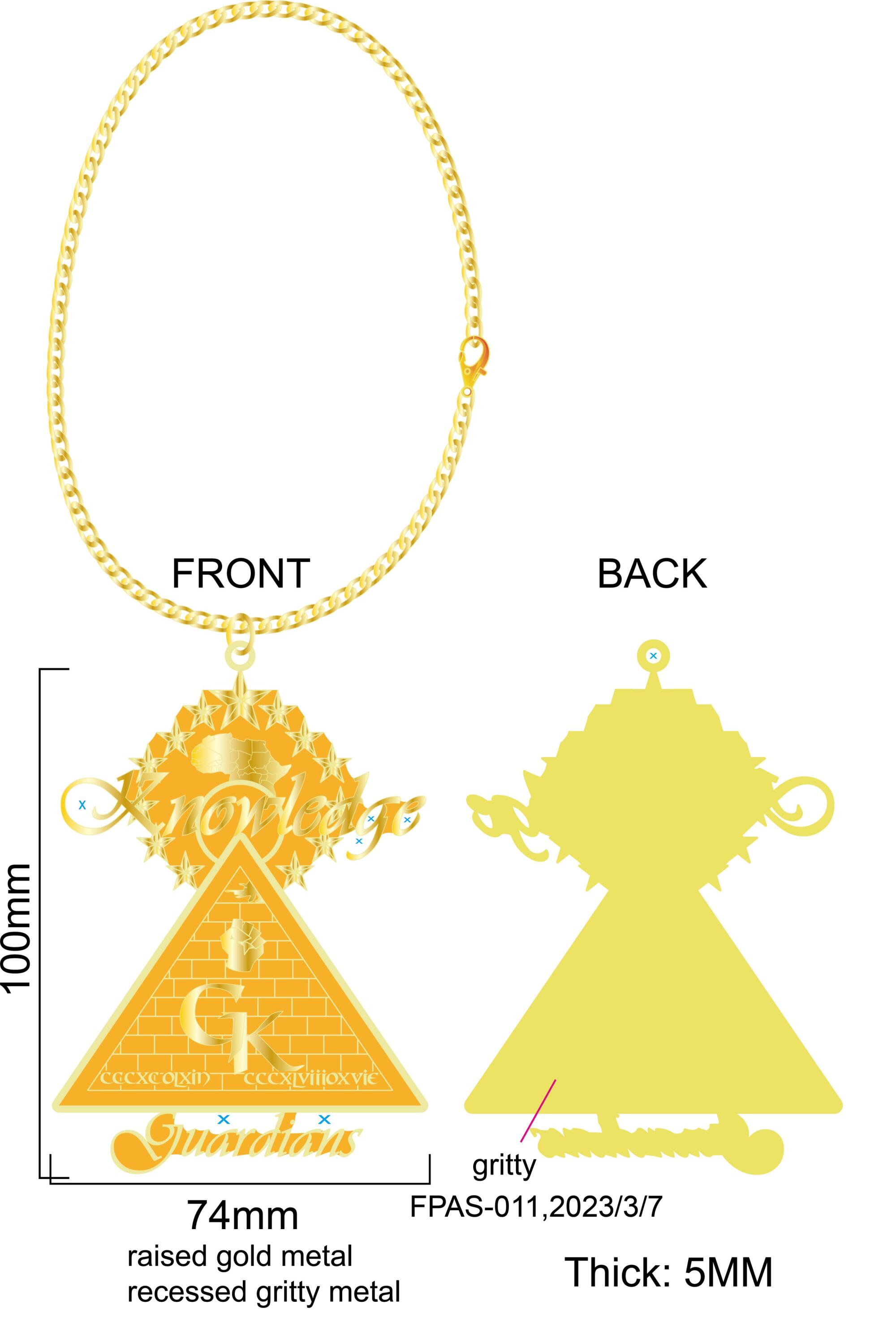 knowledge Guardians Pyramid Metal Necklace