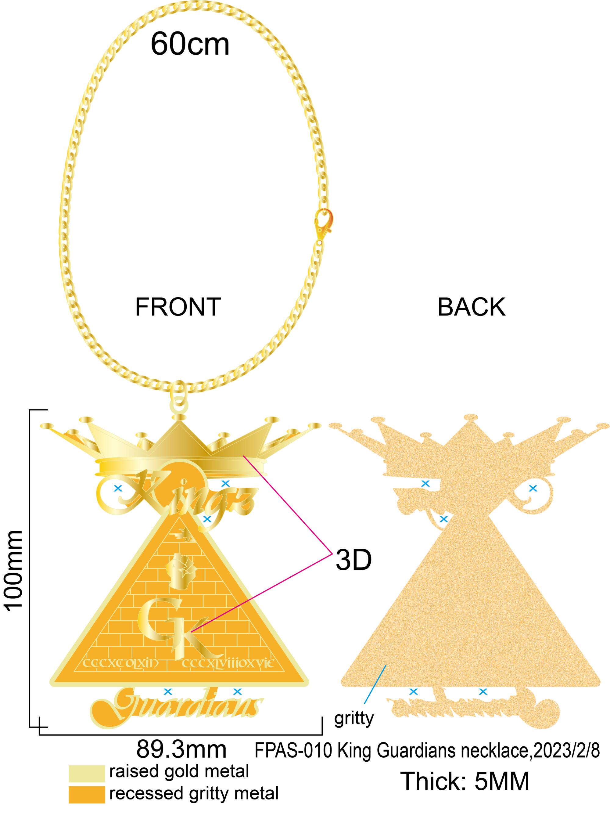 King Guardians Pyramid Metal Necklace