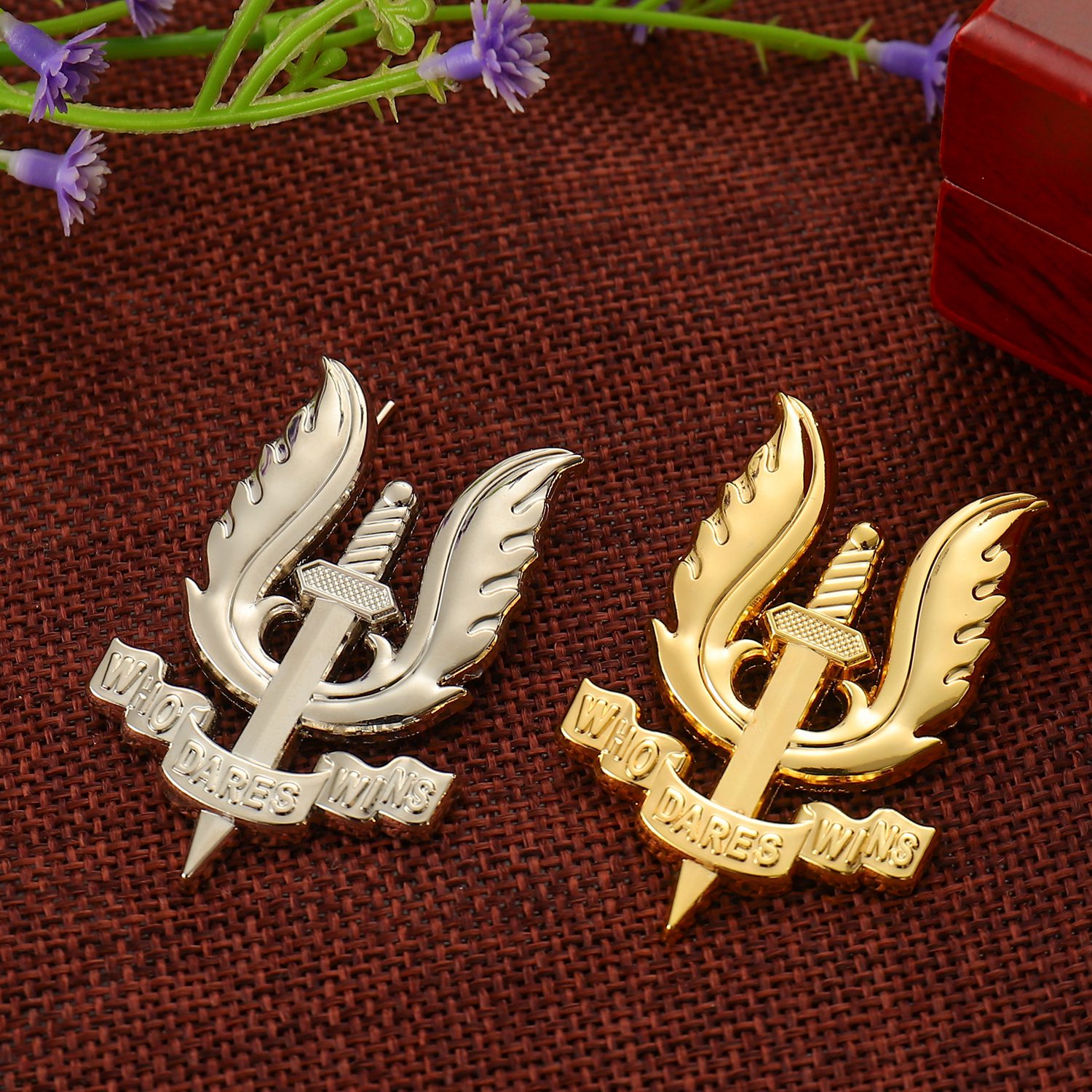 gold silver Special Air Service army lapel pin badge