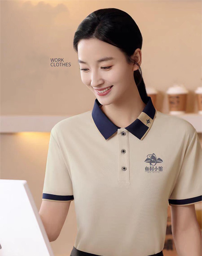 Short Sleeve Business Restaurant Waiter Uniform Polo T-Shirt