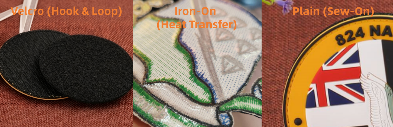 Velcro iron-on sew-on patch backing options by AQ PINS & GIFTS