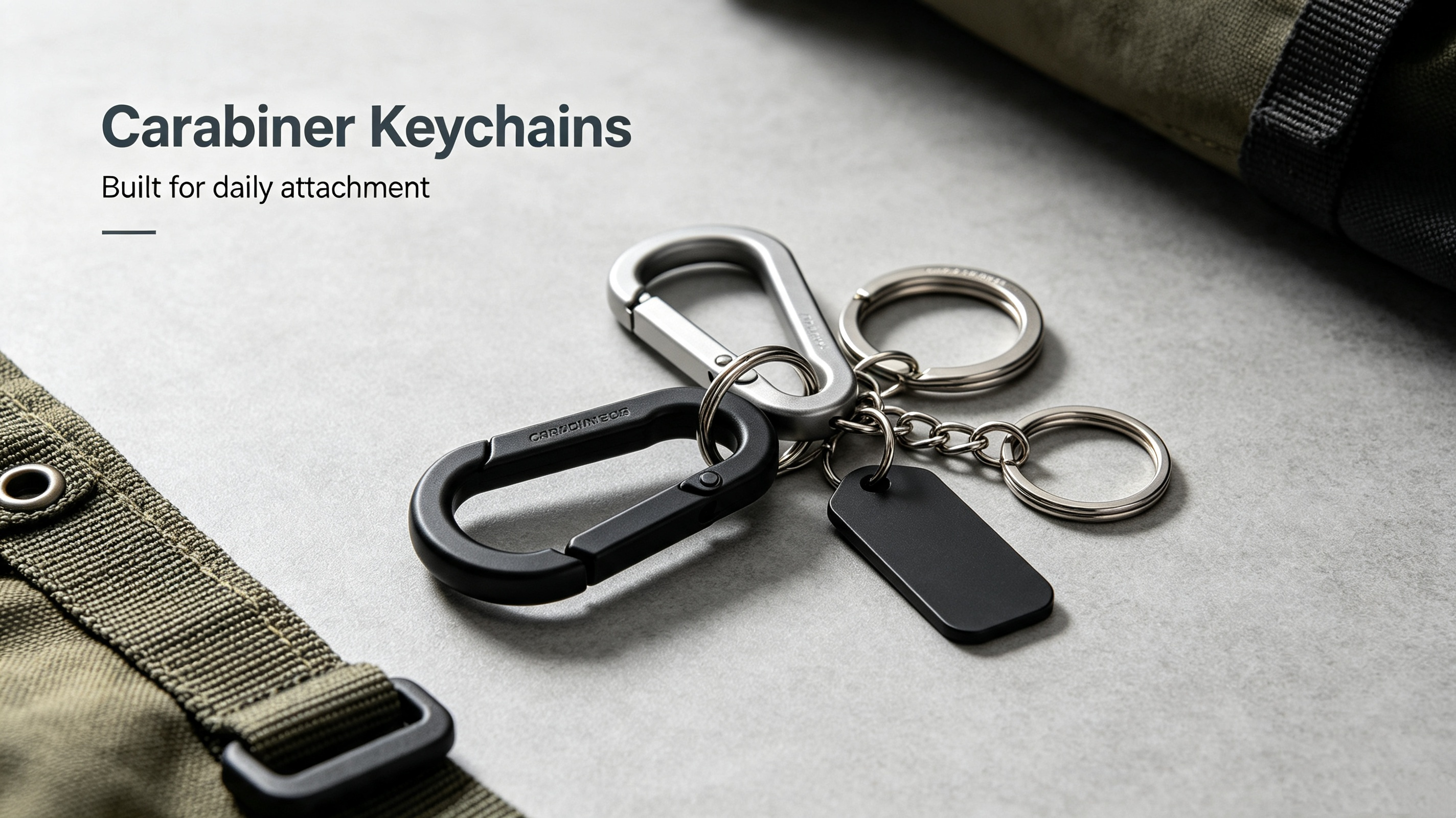 Custom carabiner keychain for outdoor use, practical corporate gift and promotional accessory