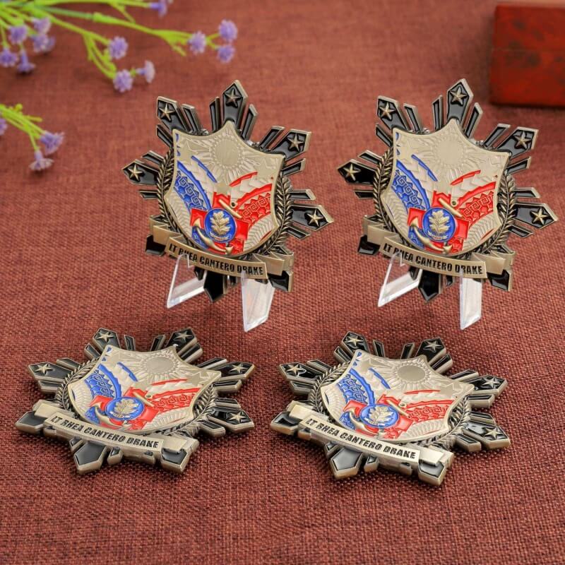 Custom challenge coins with edge numbering and full-color printing by AQ PINS & GIFTS