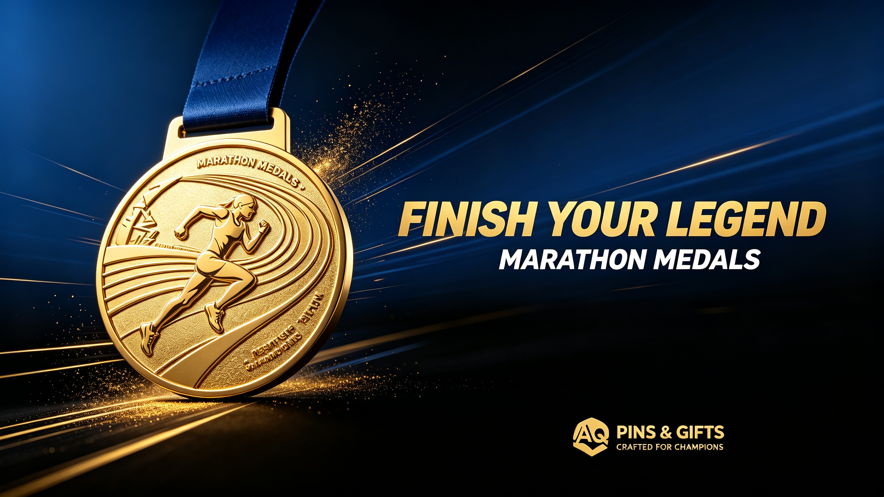 Custom marathon finisher medal display poster by AQ PINS & GIFTS
