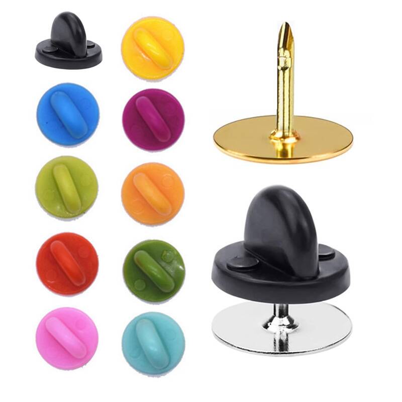Rubber clutch pin backings in multiple colors by AQ PINS & GIFTS