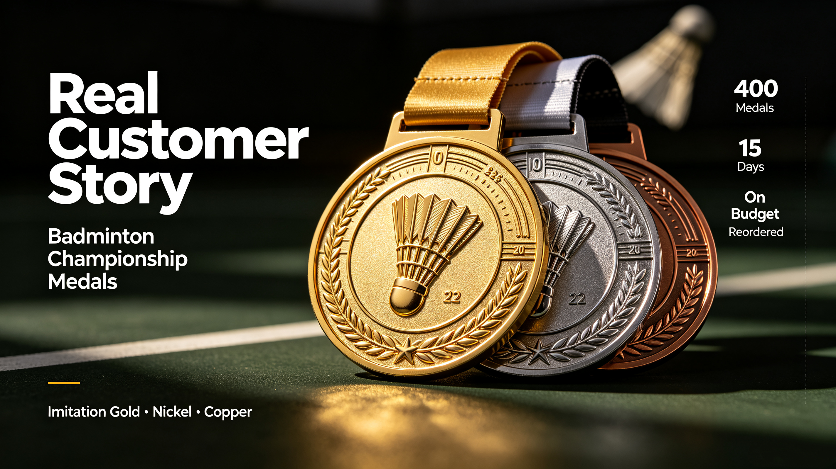Gold silver bronze custom medals for badminton championship by AQ PINS & GIFTS
